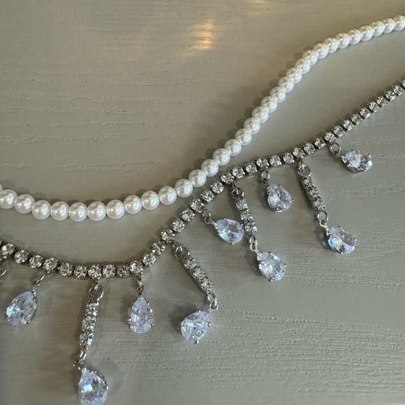 New Kenneth Jay Lane Layered Perl Crystal Necklace - Picture 3 of 10